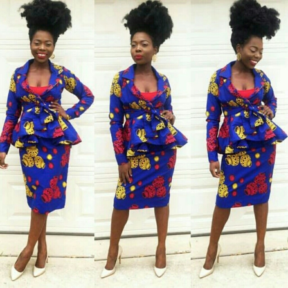 Women African print 2 pcs set of top and skirt